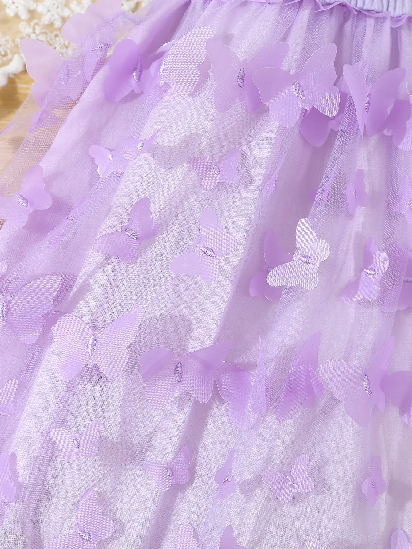 Ropa de verano para niños y niñas, vestido camisola empalmado de malla con decoración de mariposas para bebés, vestido elegante de princesa sin mangas