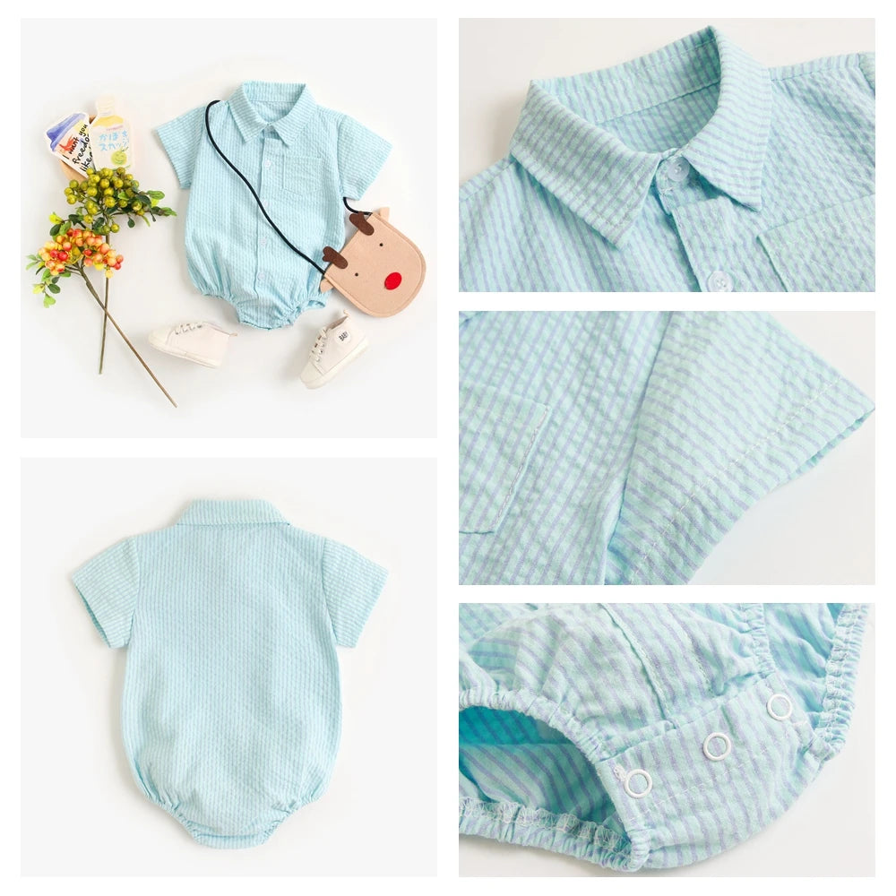 Sanlutoz, monos de verano para bebés, monos de algodón de manga corta para bebés, ropa a cuadros, monos a la moda