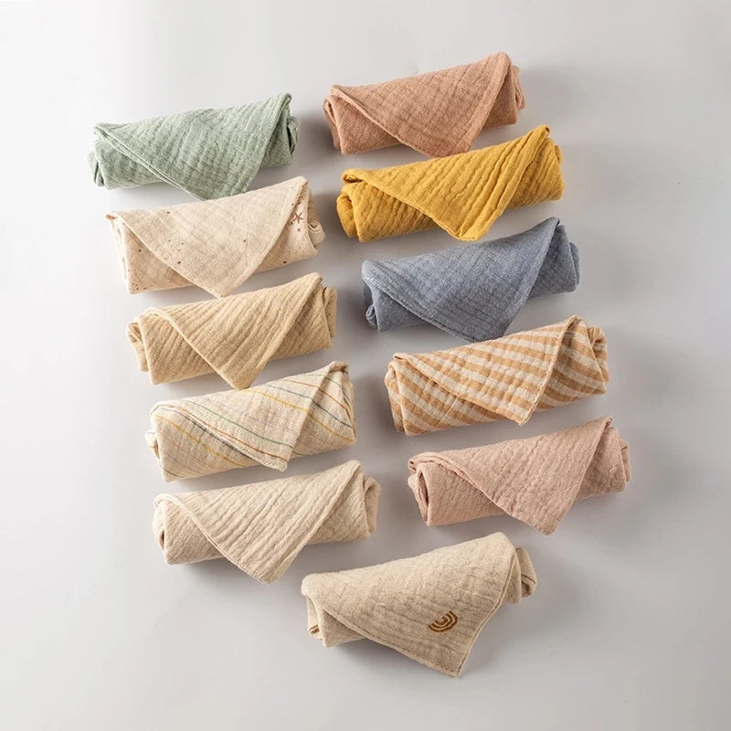 Toalla para bebé de 5 piezas, artículos para recién nacidos, cuadrados de muselina, baño de mano para recién nacido, toallas para la cara, gasa de algodón suave, toallita para bebé