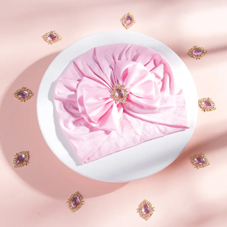 1 pieza, gorro estampado para bebé, gorro para niños, lazo para niñas recién nacidas, accesorios de fotografía de diamantes, gorro para primavera y otoño, accesorios infantiles