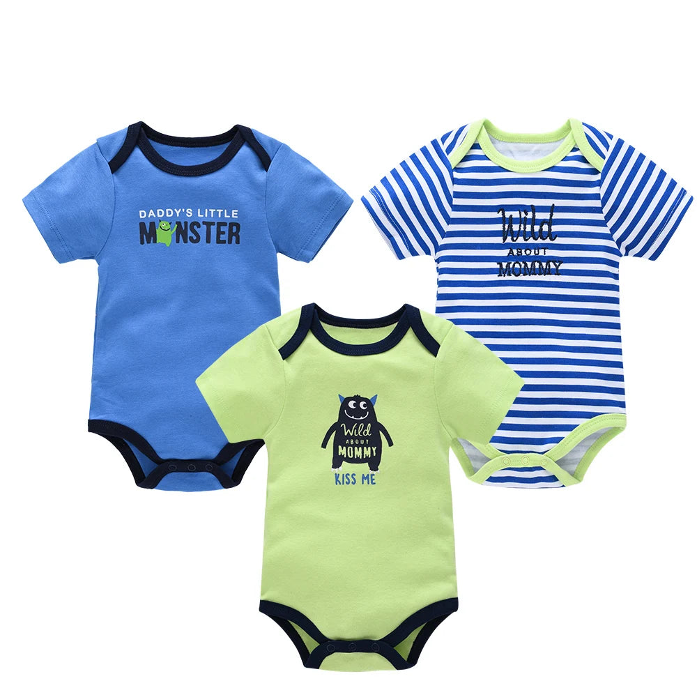 Kavkas 3 6 unids/lote Body para bebé, ropa de algodón de manga corta para recién nacido, monos con estampado de dibujos animados para niño pequeño de verano