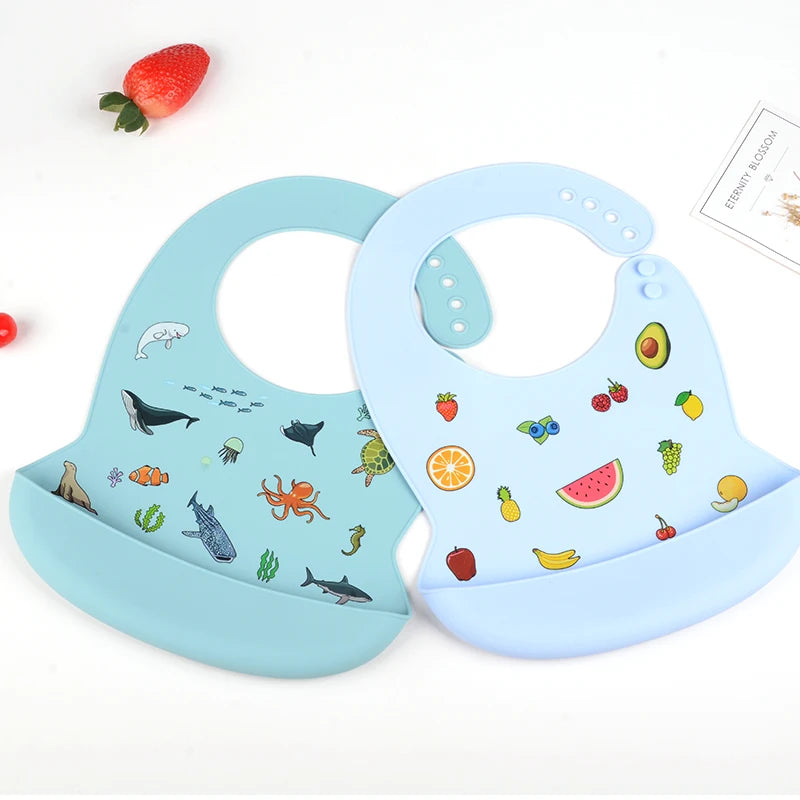 Babero de silicona para bebé, Baberos impermeables con goteo de Saliva y plátano, delantales comestibles suaves para alimentación de recién nacido, bufanda ajustable para eructar para bebé