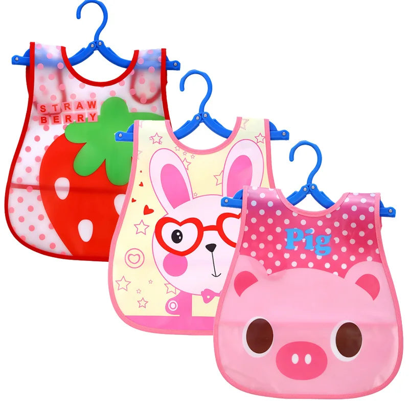 3 unids/lote Baberos impermeables para bebés, niños pequeños, niñas, delantal de alimentación sin mangas, Babero para niños con dibujos de animales
