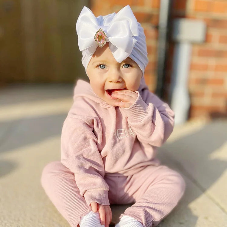 1 pieza, gorro estampado para bebé, gorro para niños, lazo para niñas recién nacidas, accesorios de fotografía de diamantes, gorro para primavera y otoño, accesorios infantiles
