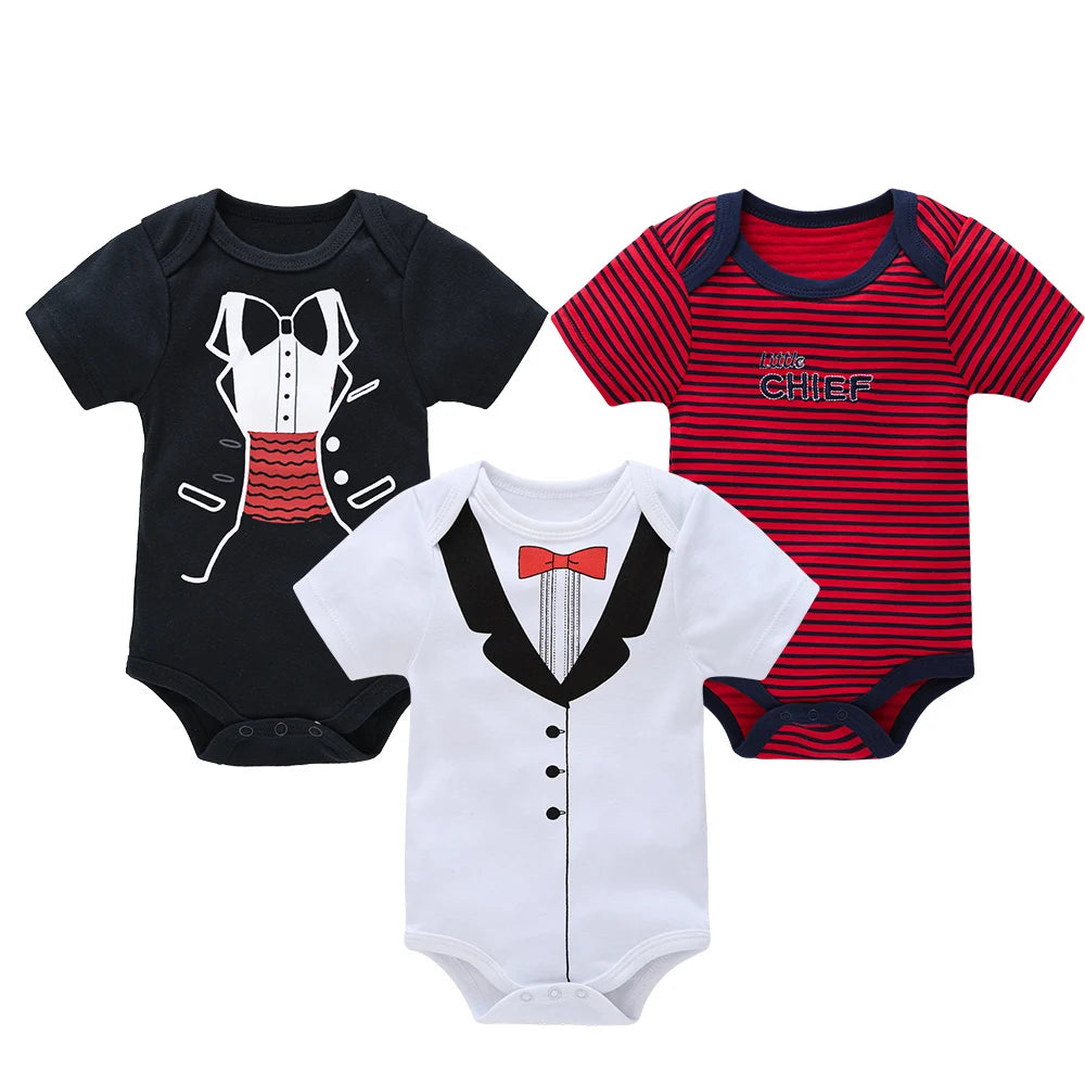 Kavkas 3 6 unids/lote Body para bebé, ropa de algodón de manga corta para recién nacido, monos con estampado de dibujos animados para niño pequeño de verano