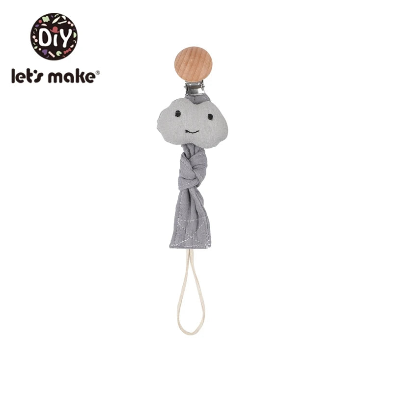 Cadena de chupete Let's Make, 1 unidad, cadenas de mordedor para bebé, cuentas de conejo y Panda de ganchillo, Clips de madera, mordedor, varilla pequeña, Clips para chupetes para niños