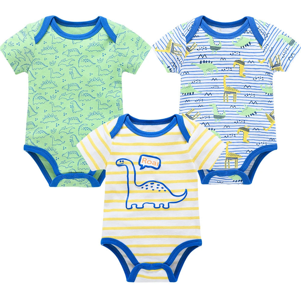 Kavkas 3 6 unids/lote Body para bebé, ropa de algodón de manga corta para recién nacido, monos con estampado de dibujos animados para niño pequeño de verano