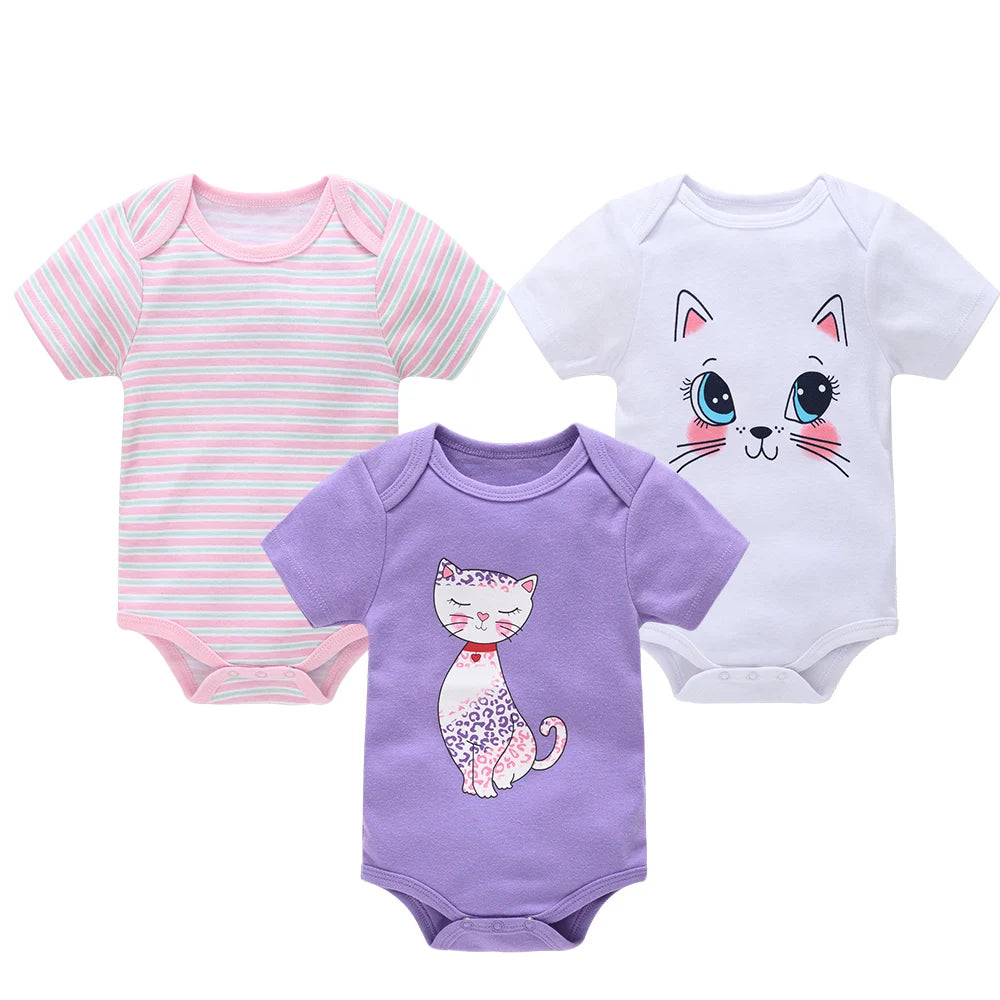 Kavkas 3 6 unids/lote Body para bebé, ropa de algodón de manga corta para recién nacido, monos con estampado de dibujos animados para niño pequeño de verano
