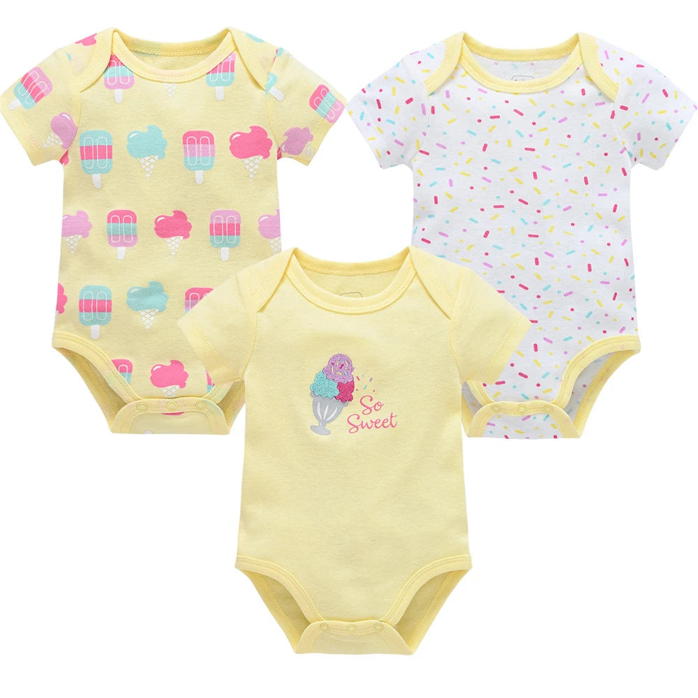 Kavkas 3 6 unids/lote Body para bebé, ropa de algodón de manga corta para recién nacido, monos con estampado de dibujos animados para niño pequeño de verano