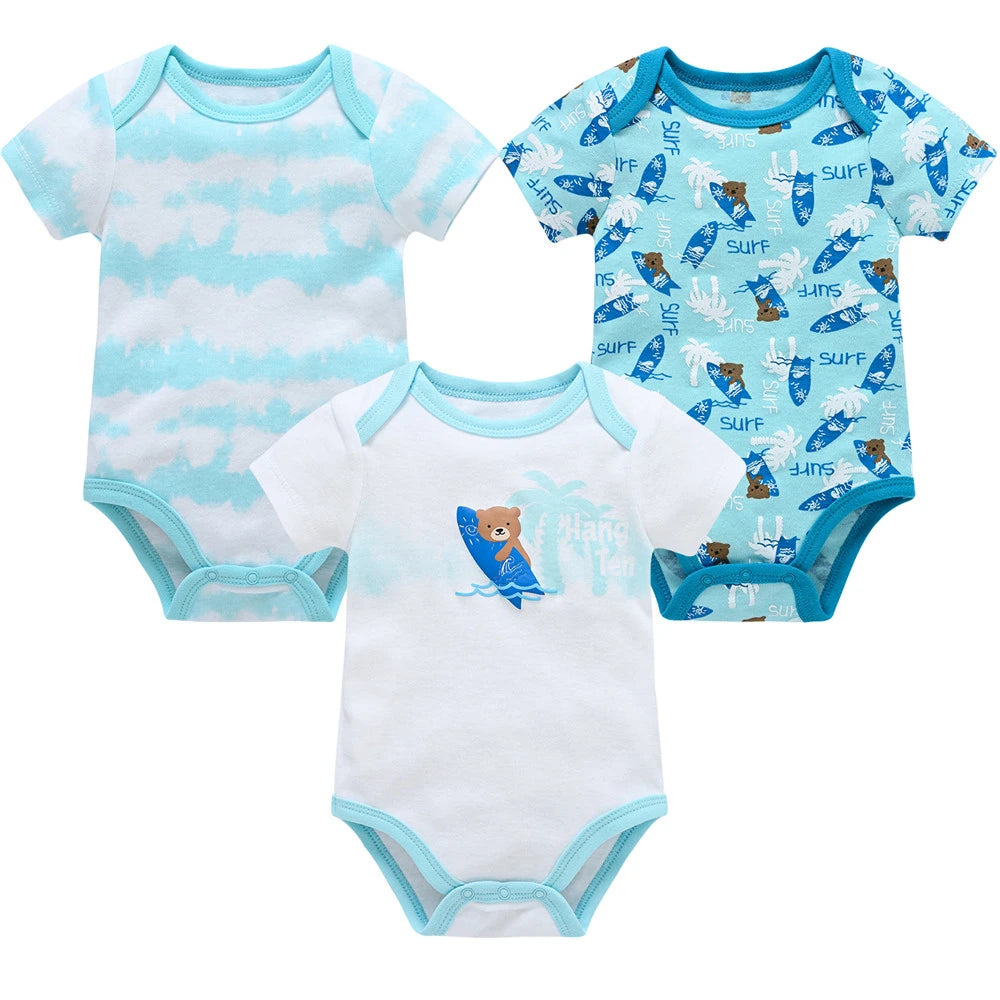 Kavkas 3 6 unids/lote Body para bebé, ropa de algodón de manga corta para recién nacido, monos con estampado de dibujos animados para niño pequeño de verano