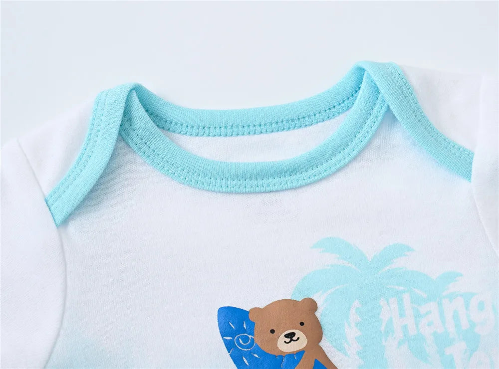 Kavkas 3 6 unids/lote Body para bebé, ropa de algodón de manga corta para recién nacido, monos con estampado de dibujos animados para niño pequeño de verano