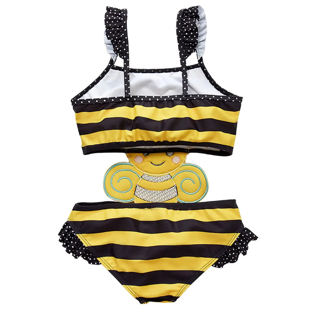 Kavkas 2025, traje de baño de verano para bebé, una pieza 1-8T, Animal de dibujos animados, bonito diseño de abeja, traje de baño elástico para niñas, ropa de playa para bebés