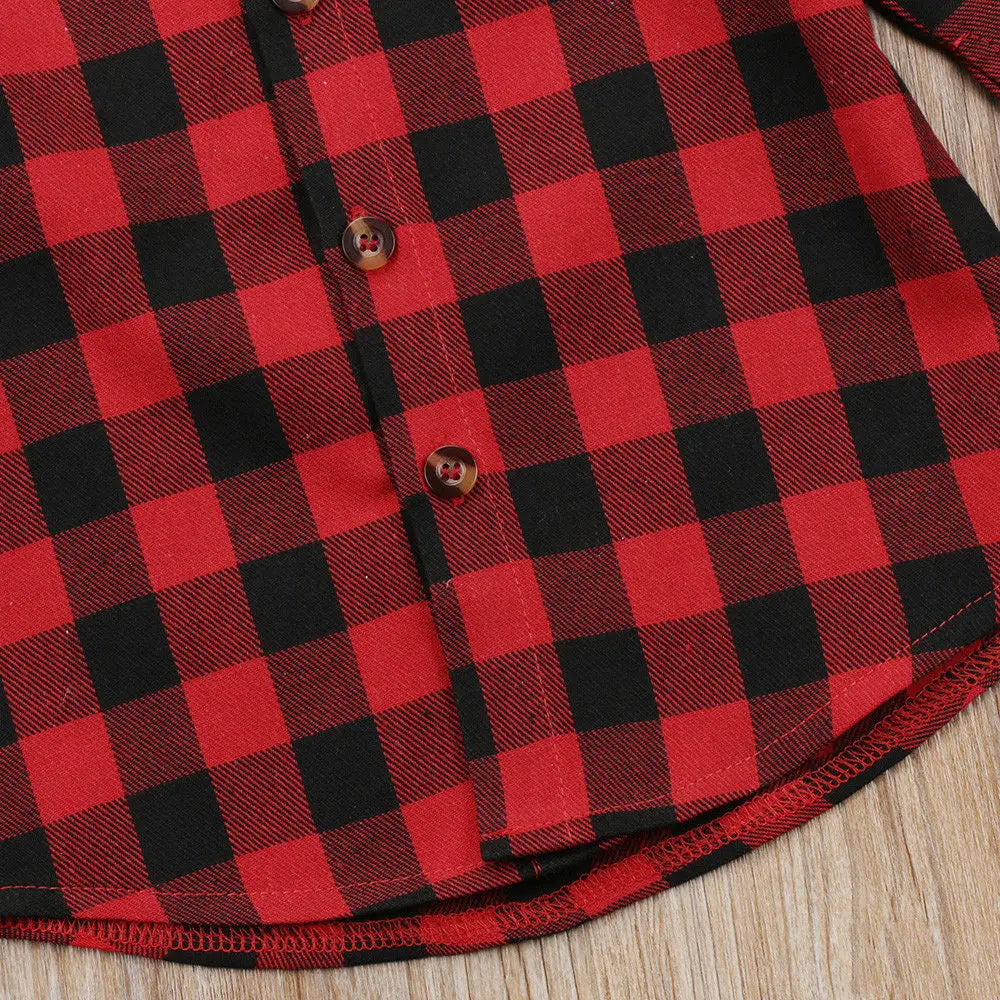 Tops informales a cuadros para niños pequeños, camiseta de manga larga, ropa de algodón a cuadros, 2021