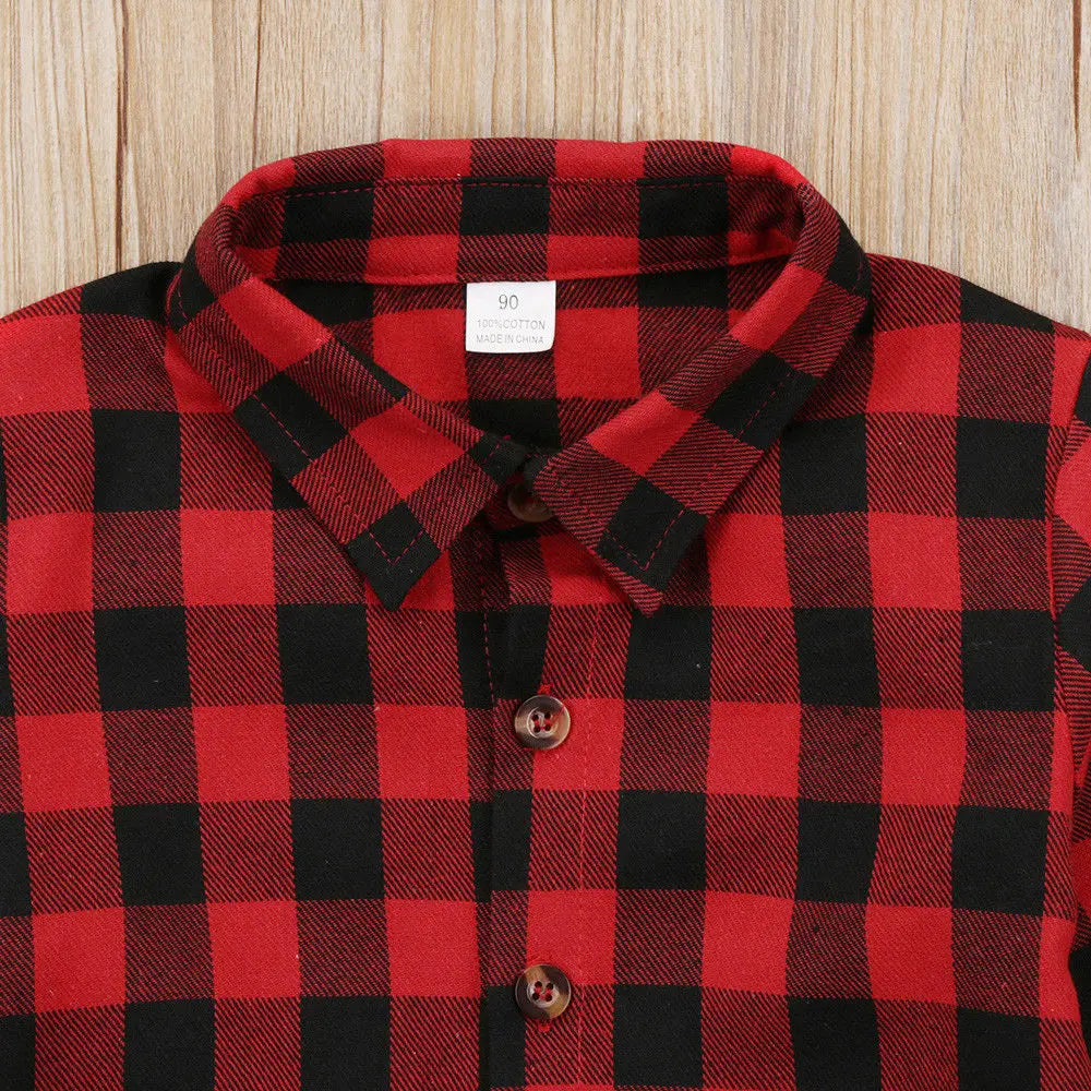 Tops informales a cuadros para niños pequeños, camiseta de manga larga, ropa de algodón a cuadros, 2021