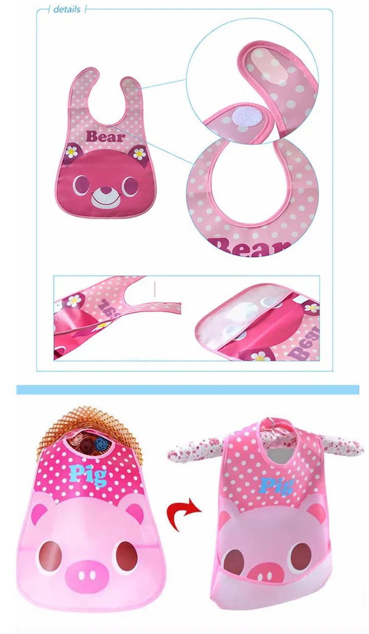 3 unids/lote Baberos impermeables para bebés, niños pequeños, niñas, delantal de alimentación sin mangas, Babero para niños con dibujos de animales