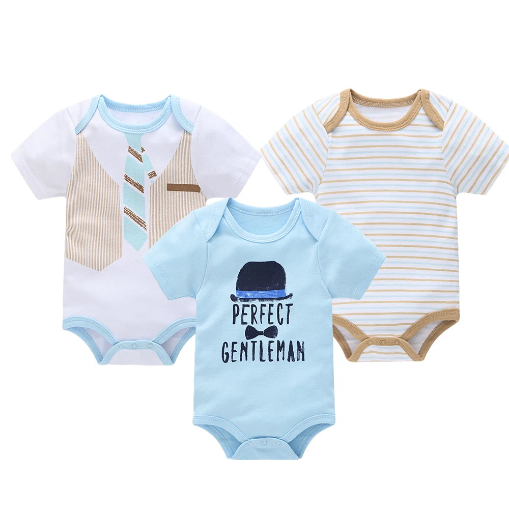 Kavkas 3 6 unids/lote Body para bebé, ropa de algodón de manga corta para recién nacido, monos con estampado de dibujos animados para niño pequeño de verano