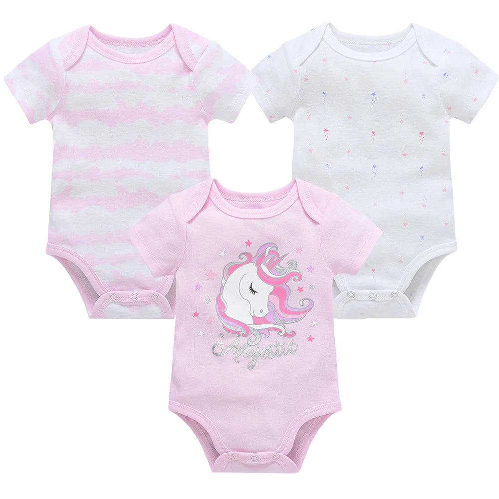 Kavkas 3 6 unids/lote Body para bebé, ropa de algodón de manga corta para recién nacido, monos con estampado de dibujos animados para niño pequeño de verano