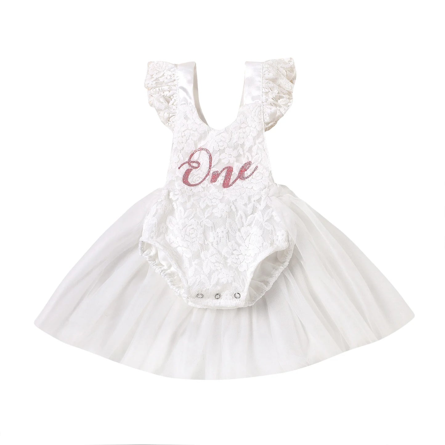 Vestido mameluco de cumpleaños para niñas pequeñas con costuras de malla, monos de encaje florales con estampado de una letra, disfraz de princesa de verano