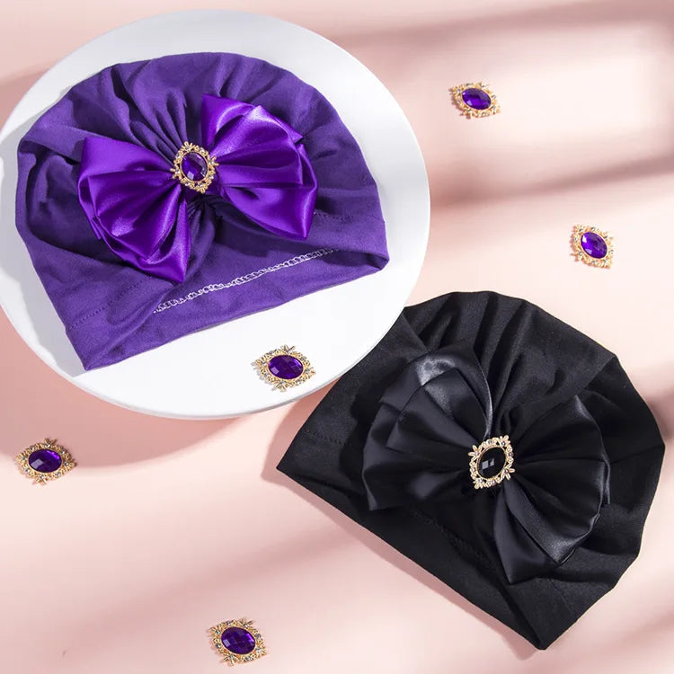 1 pieza, gorro estampado para bebé, gorro para niños, lazo para niñas recién nacidas, accesorios de fotografía de diamantes, gorro para primavera y otoño, accesorios infantiles