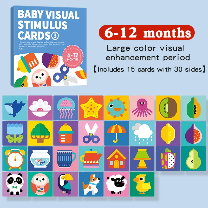 Tarjetas de estimulación Visual para bebés, tarjeta Flash Montessori de alto contraste, regalo infantil para niños, juguete cognitivo