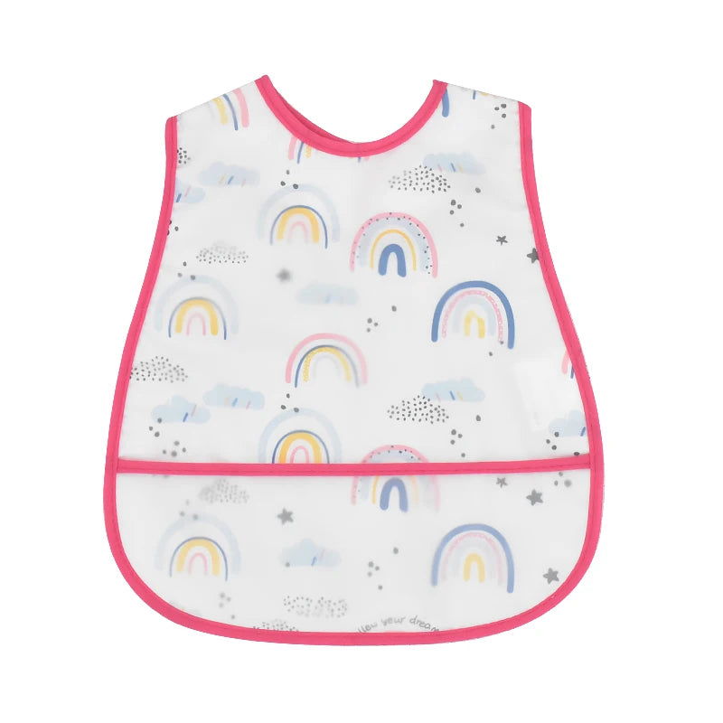 Baberos de alimentación para el almuerzo con bolsillo impermeable EVA con patrón de dibujos animados, Baberos ajustables para bebés, delantal bonito para niños, paños para eructar, novedad de 2023