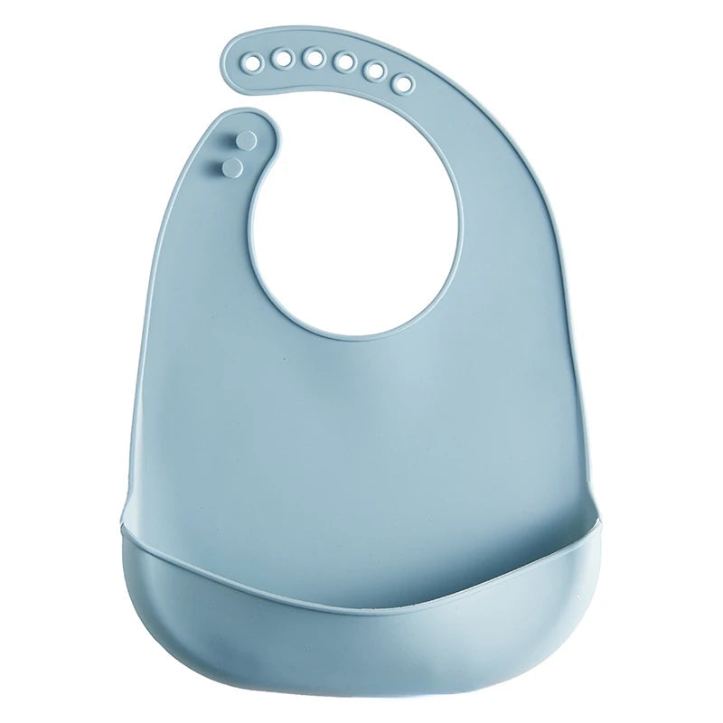 Baberos de silicona para bebés, babero impermeable para bebés, Color sólido, ajuste de 6 velocidades, bolsillo para Saliva, paños para eructar para niños, accesorios para recién nacidos