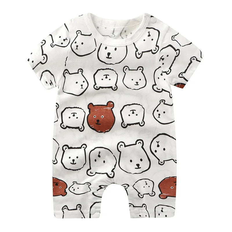 Ropa de una pieza de dibujos animados de verano para bebé, pelele de manga corta, ropa de escalada, monos para recién nacidos, mono para niño niña y niño