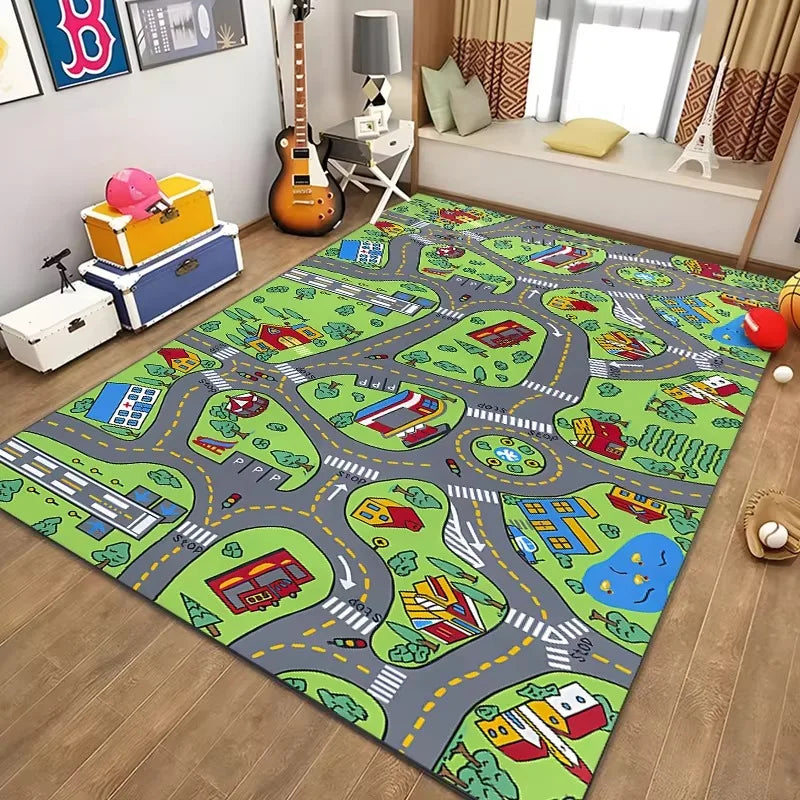 Alfombra educativa de vida urbana para niños, sistema de tráfico por carretera, alfombra para dormitorio, sala de juegos, alfombra de aprendizaje divertida, segura para niños