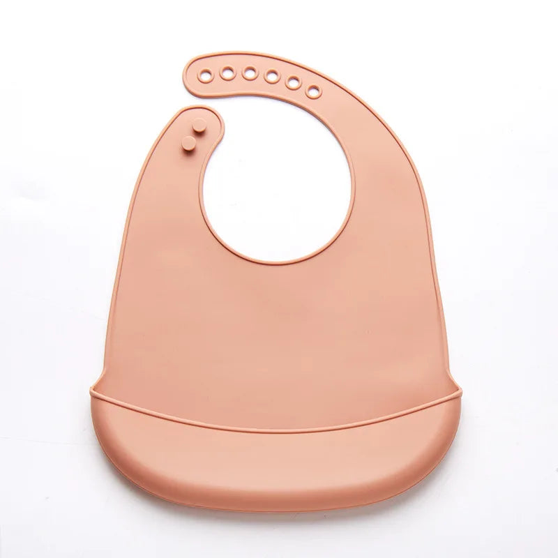 Baberos de silicona para bebés, babero impermeable para bebés, Color sólido, ajuste de 6 velocidades, bolsillo para Saliva, paños para eructar para niños, accesorios para recién nacidos