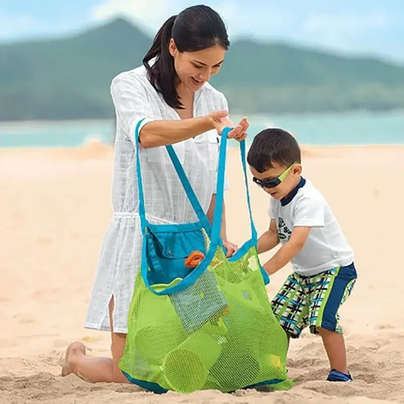Bolsa de malla portátil con arena para niños, bolsas de almacenamiento de juguetes de baño para niños, bolsa de playa grande para toallas, bolsa de maquillaje cosmético para mujeres