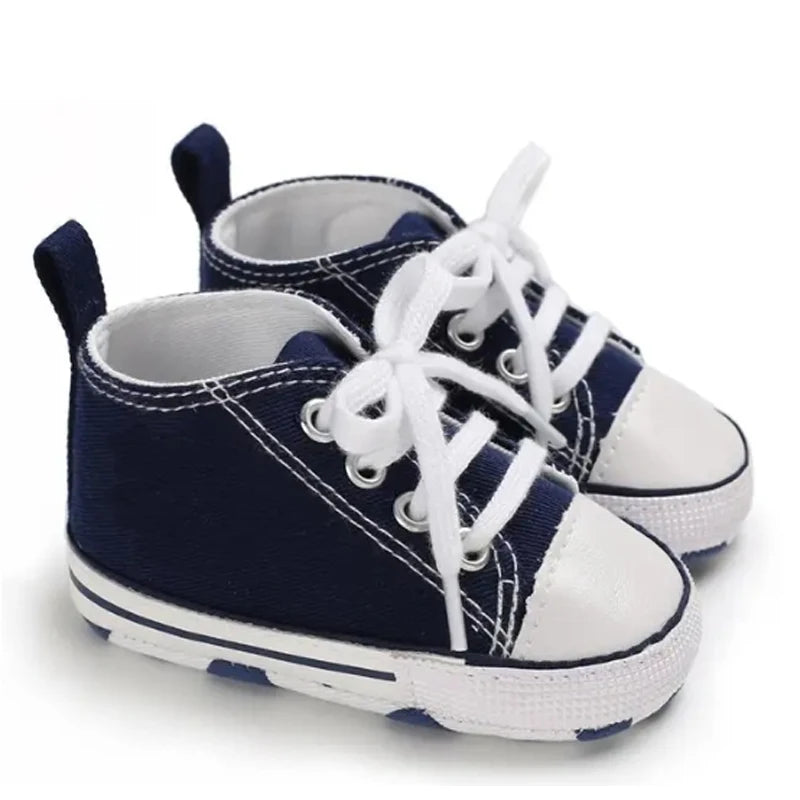Zapatos clásicos de lona para bebé, zapatillas informales para recién nacido, primeros pasos, suela suave, antideslizante, D2486