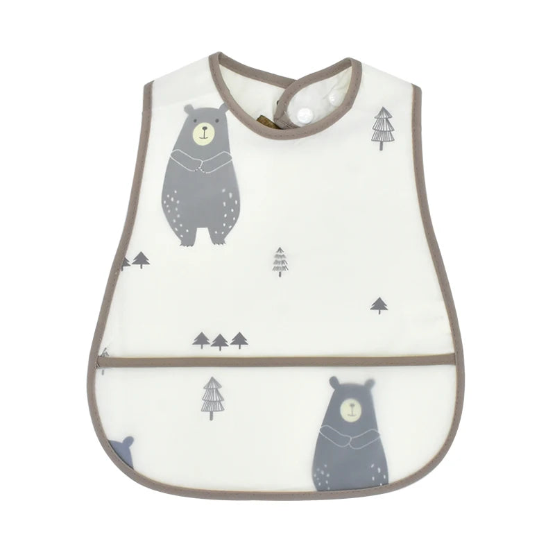 Baberos de alimentación para el almuerzo con bolsillo impermeable EVA con patrón de dibujos animados, Baberos ajustables para bebés, delantal bonito para niños, paños para eructar, novedad de 2023