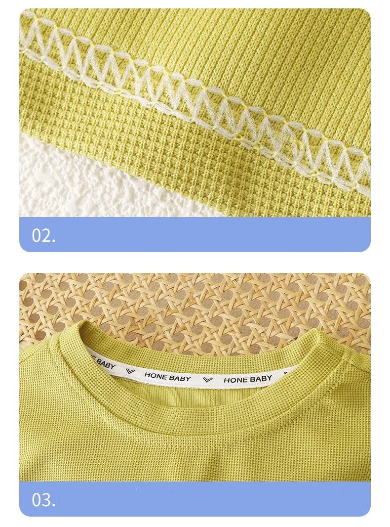 Camiseta y pantalones cortos de estilo coreano para niños de 1 a 12 años, conjuntos de ropa de 2 piezas, traje deportivo informal de verano con Oso de dibujos animados, a la moda