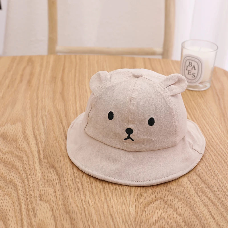 Lindo oso bebé cubo sombrero con orejas niño niña algodón niños sombrero de sol al aire libre verano niño Panamá gorra