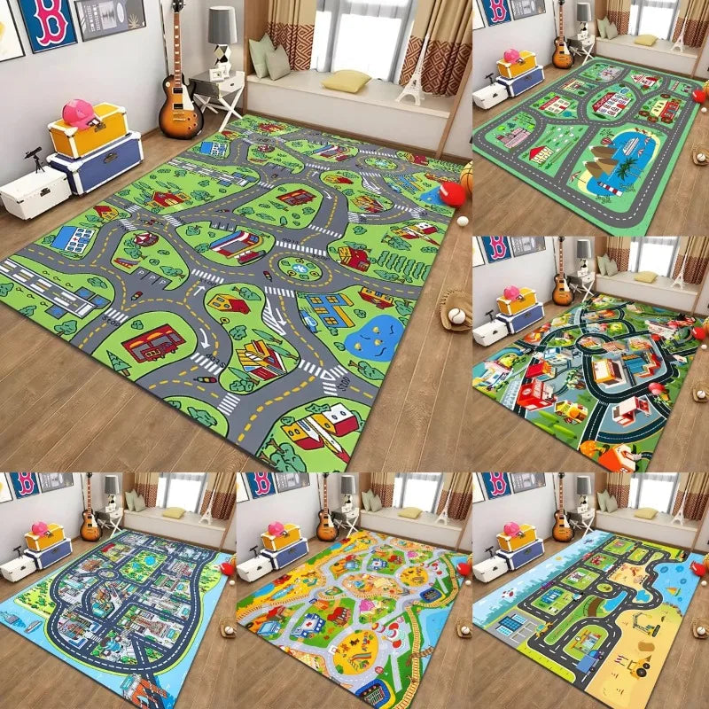 Alfombra educativa de vida urbana para niños, sistema de tráfico por carretera, alfombra para dormitorio, sala de juegos, alfombra de aprendizaje divertida, segura para niños