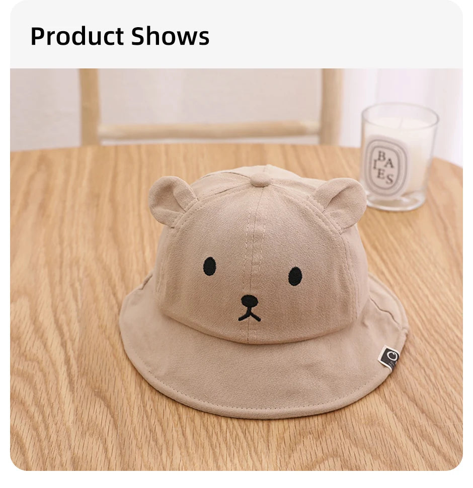 Lindo oso bebé cubo sombrero con orejas niño niña algodón niños sombrero de sol al aire libre verano niño Panamá gorra