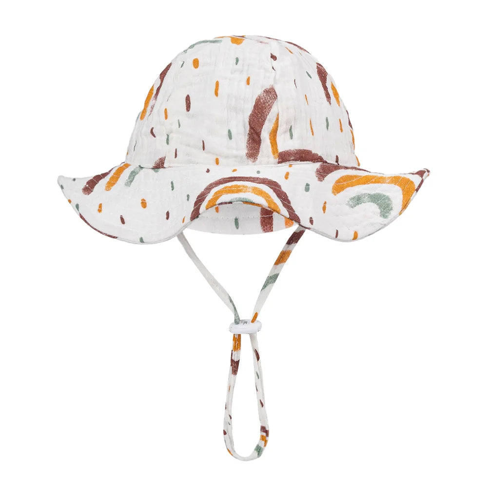 Sombreros de cubo de algodón para bebé, gorros con protección solar para exteriores para niños y niñas, sombrero panamá estampado, sombrero de pesca de playa Unisex para 3-12 meses