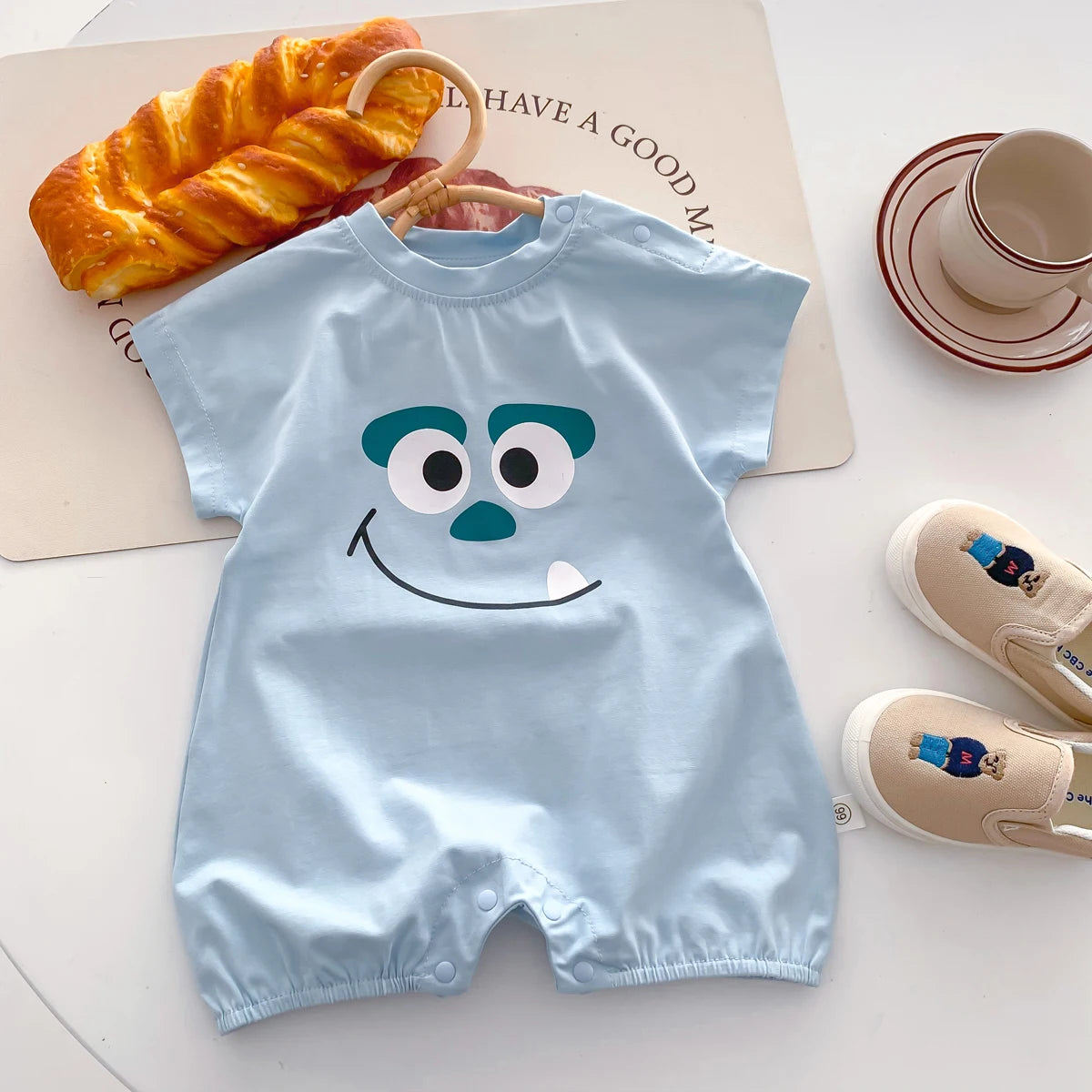 Mono de verano para bebé, mono de algodón suelto bonito con dibujos animados para bebé de 0 a 24 meses