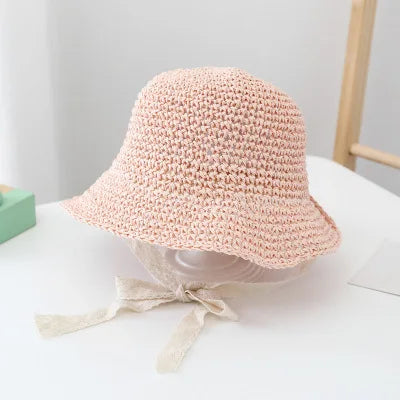 Sombrero de encaje a la moda para bebé, gorro de paja con lazo para niña, sombrero de playa para niño, sombrero de Panamá, sombreros y gorras de princesa para bebé, 1 unidad