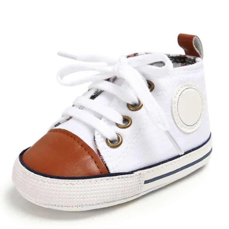Zapatos clásicos de lona para bebé, zapatillas informales para recién nacido, primeros pasos, suela suave, antideslizante, D2486