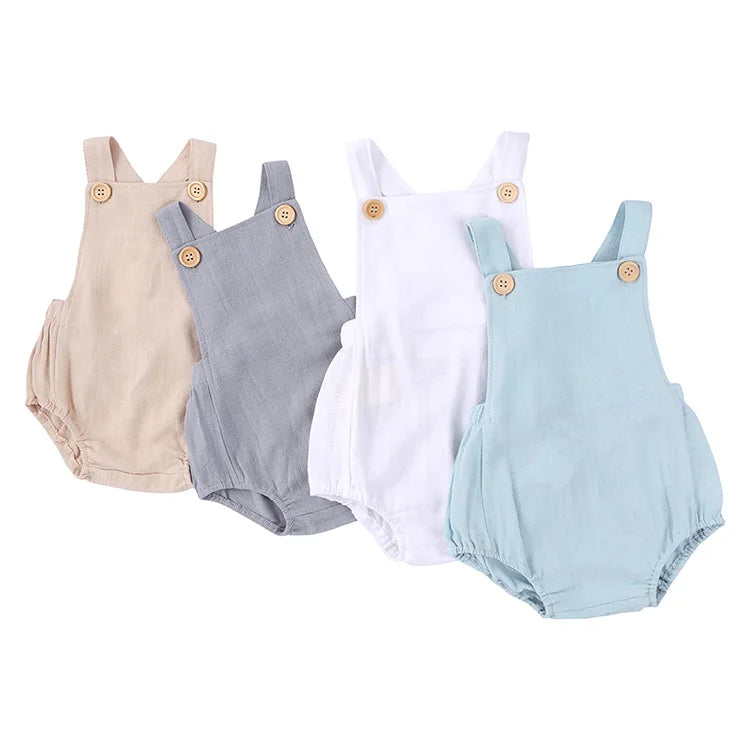 Ropa de moda para bebés recién nacidos, monos para niñas, ropa de algodón de Color sólido con cuello cuadrado, ropa de verano para bebés de 0 a 24 meses