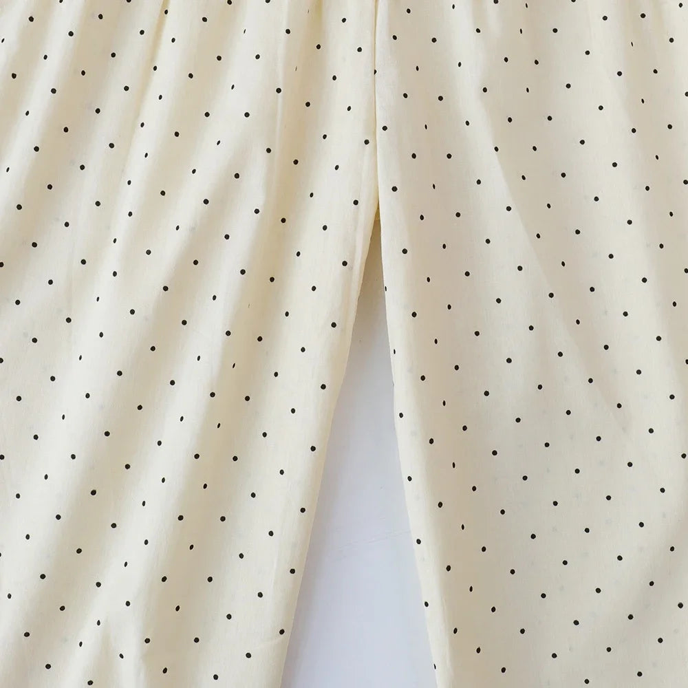 Bear Leader-Conjunto de ropa informal para niña, Top de lunares sin mangas con cuello redondo y pantalones de pierna ancha con lazo y botón, 2 piezas