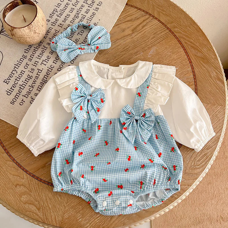 2024 Baby Girls Autumn Clothes Newborn Long Sleeve Bodysuit Toddler Plaid Rompers Infant Clothing Children Cotton Cute Overalls