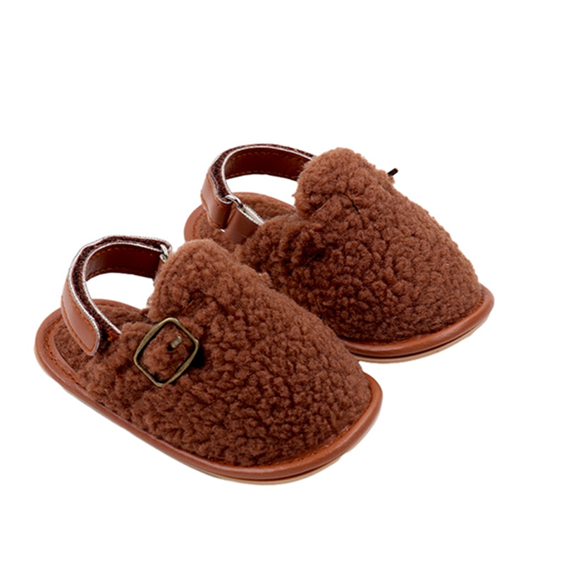 Zapatillas para bebés y niños, zapatos de interior de suela suave antideslizantes de lana Coral, zapatos para primeros pasos para niños de 0 a 18M