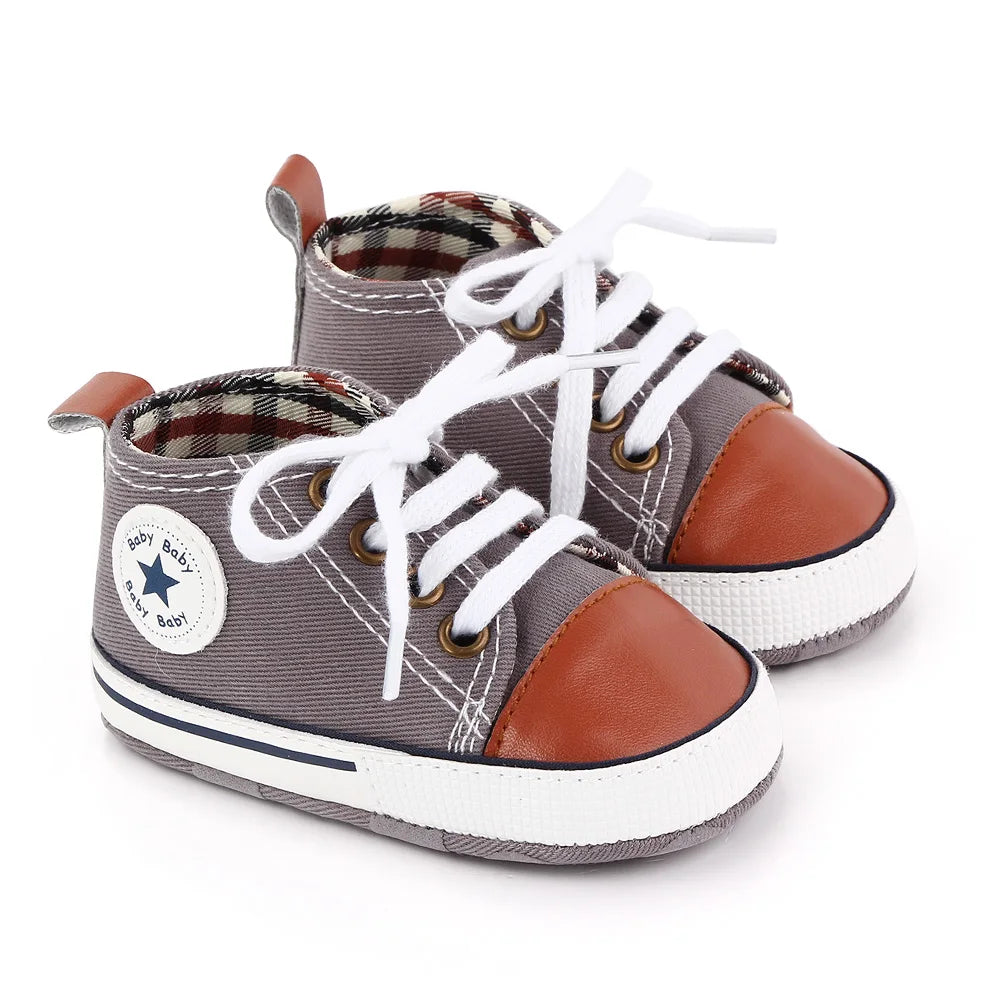 Zapatos clásicos de lona para bebé, zapatillas informales para recién nacido, primeros pasos, suela suave, antideslizante, D2486