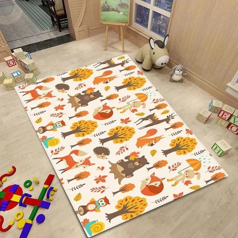 Alfombra de estilo nórdico para habitación de bebé, Alfombra de dibujos animados de animales para dormitorio de niños, alfombra Kawaii para habitación de niñas y niños, Alfombra de juego antideslizante para niños
