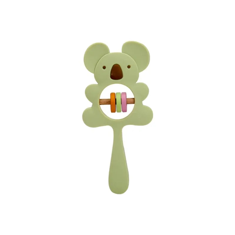 1 unidad de juguetes de sonajero para bebé, diseño de ganchillo de madera, conejo, conejo, zorro León, BearToy, regalo para recién nacido, mordedor de bebé, Crochet, nombre personalizado