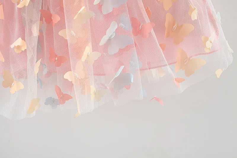Nuevos vestidos de noche para fiesta de cumpleaños para niñas, ropa de verano con alas de mariposa para niños, disfraz colorido dulce para niños pequeños