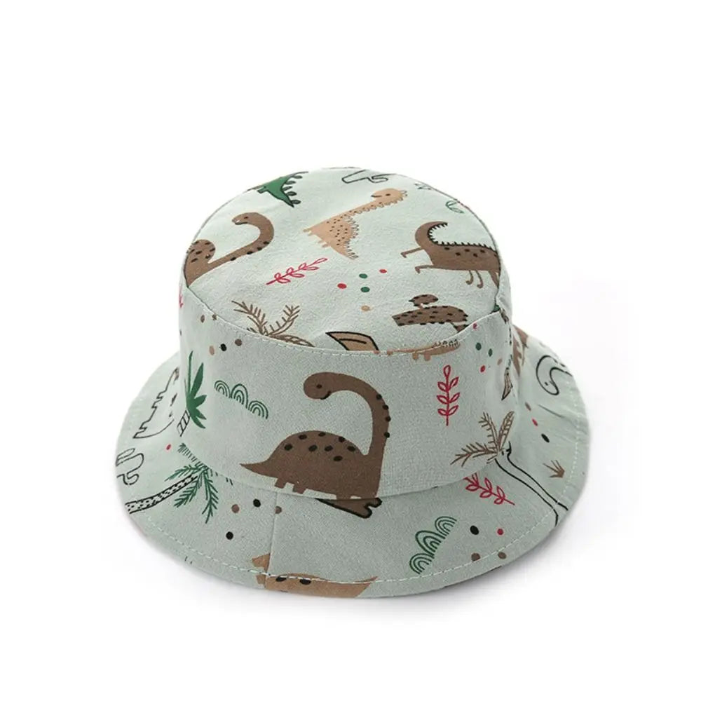 Anti-UV varios colores niños pescador sombrero dinosaurio poliéster cubo sombrero niños gorra niños niños