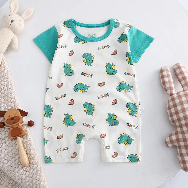Ropa de una pieza de dibujos animados de verano para bebé, pelele de manga corta, ropa de escalada, monos para recién nacidos, mono para niño niña y niño